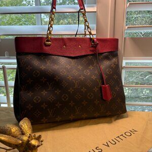 Louis Vuitton Brown and Red Monogram Tote